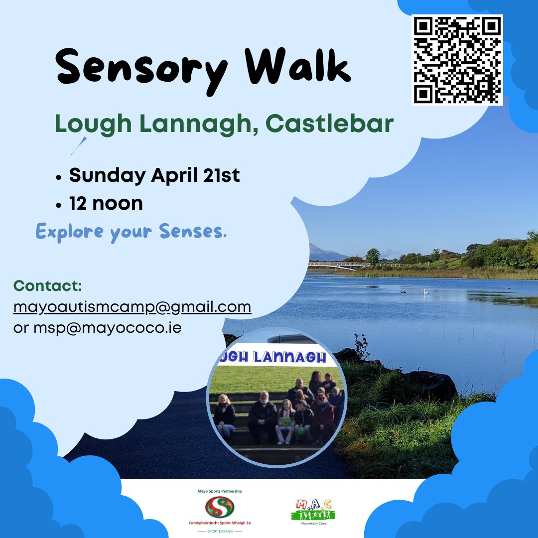 🚶‍♀️Sensory Walk at Lough Lannagh 🚶‍♀️ In partnership with Mayo Autism Camp, join us for a delightful sensory experience at the beautiful Lough Lannagh in Castlebar! ⏲️On Sunday 21st April starting at 12:00 noon Booking through Eventbrite 👉shorturl.at/xJN49