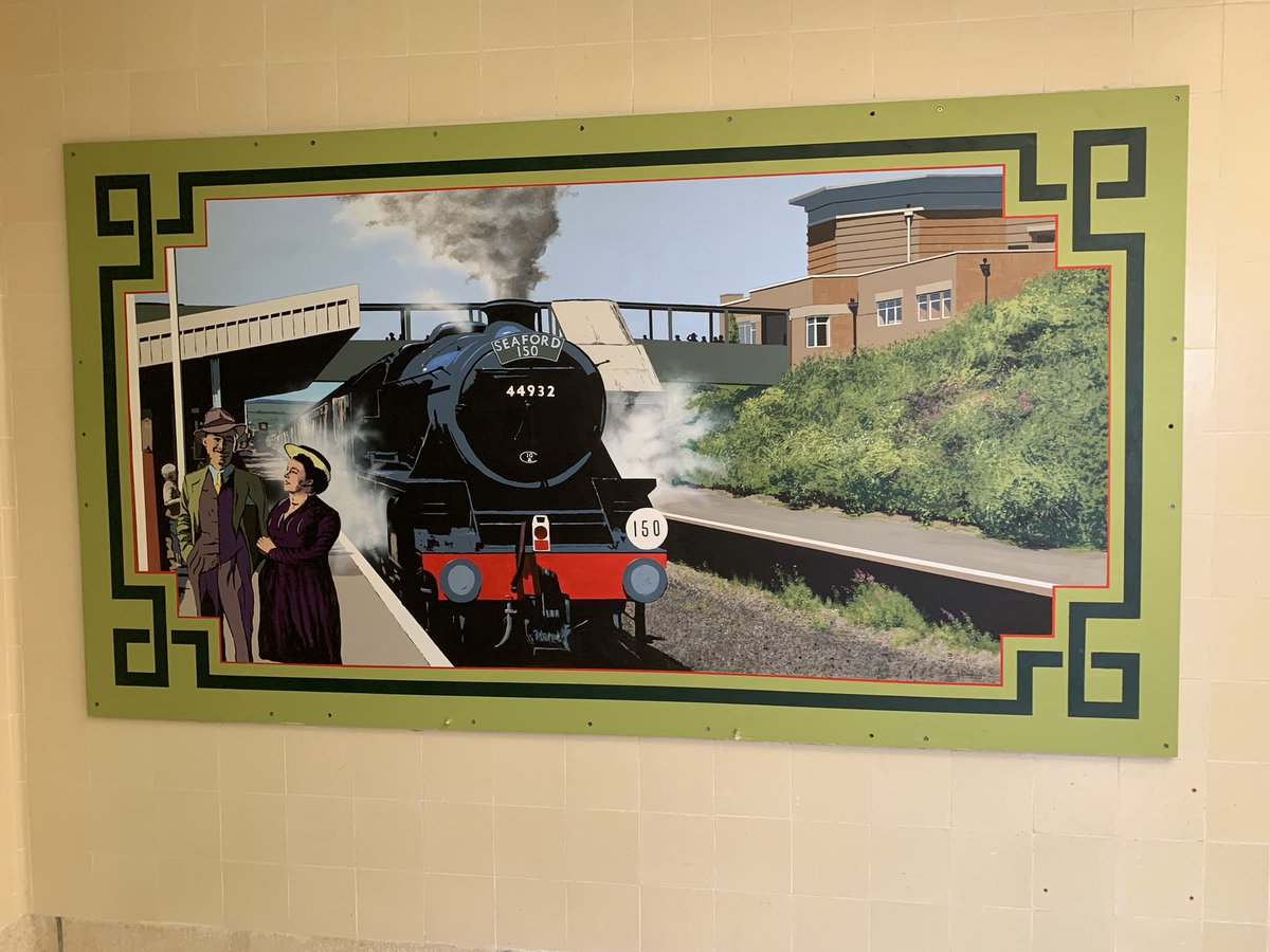 We are so proud of our friend and colleague Andrew Dandridge for creating this wonderful piece of art for Bishopstone Station booking Hall. Pictured Norman Baker chair of Sussex Downs line steering group/ William Knighton Network rail. Barbara Mine and Andrew FOBS.