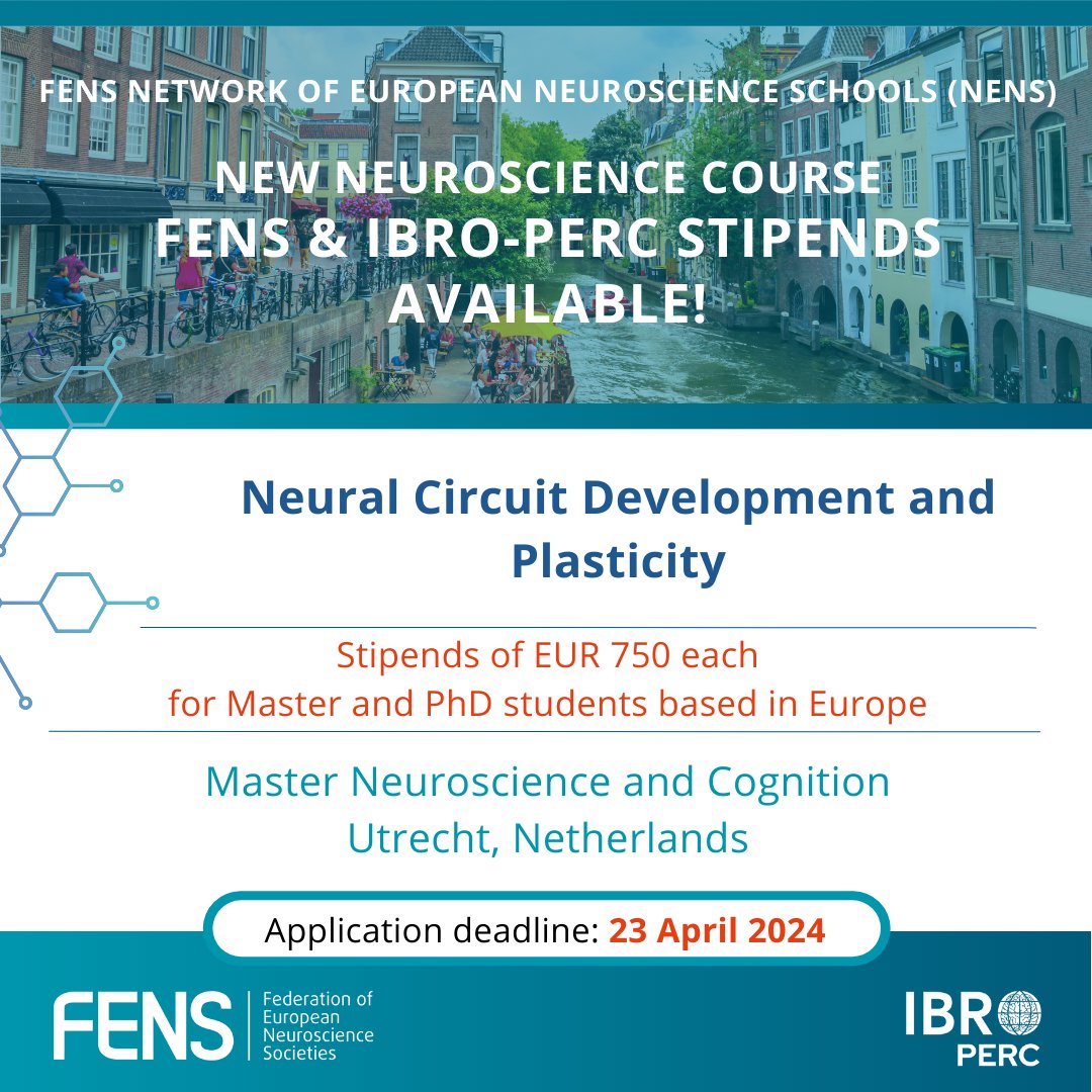 FENS (@fensorg) on Twitter photo 🧬 Interested in axonal and synaptic development and plasticity?
Register for the next #NENSCourse organised by <a href="/UniUtrecht/">Utrecht University</a>!
😍 Europe-based participants can apply for 750 EUR stipends offered by #FENS and IBRO-PERC.
Info: loom.ly/9Vmil8Y
<a href="/IBROorg/">IBRO - International Brain Research Organization</a> 🧬 Interested in axonal and synaptic development and plasticity?
Register for the next #NENSCourse organised by <a href="/UniUtrecht/">Utrecht University</a>!
😍 Europe-based participants can apply for 750 EUR stipends offered by #FENS and IBRO-PERC.
Info: loom.ly/9Vmil8Y
<a href="/IBROorg/">IBRO - International Brain Research Organization</a>