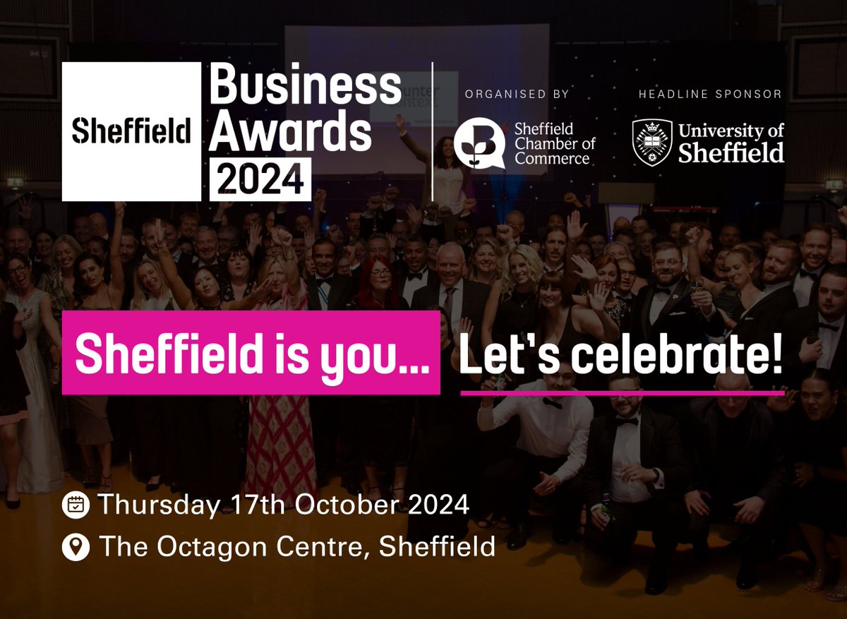 Want to be at the celebration event of the year? Book your ticket now for the Sheffield Business Awards 👉 bit.ly/3LnOJpK Join us for an evening of showcasing the great organisations in #Sheffield. Sheffield is you... Let's celebrate! #SBA2024