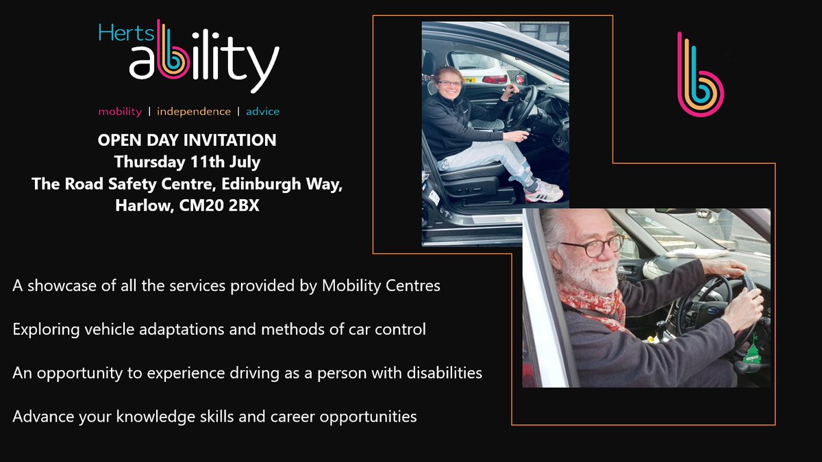 📣CALLING ALL DRIVING INSTRUCTORS! 📣 Herts Ability would like to welcome driving instructors to their 2024 open day! Full details below! ⤵️ Date: Thursday 11th of July 2024 Location: The Road Safety Centre, Edinburgh Way, Harlow, CM20 2BX.  @DrivingMob