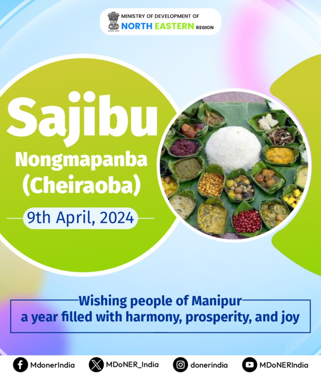 On this auspicious occasion of Sajibu Nongmapanba, we extend heartiest wishes to the people of #Manipur. May this Cheiraoba bring forth a year brimming with joy, good health and prosperity to everyone #Sajibu #Nongmapanba #Cheiraoba #NewYear2024