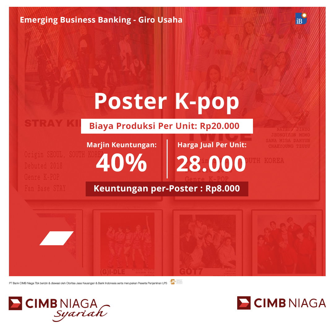 CIMBNiaga's tweet photo. Idol K-Pop punya basis fans kuat seperti NCTZen, Carat, Blink, Army, dan sebagainya, ternyata menciptakan peluang bisnis yang menguntungkan loh
Kira-kira seberapa menguntungkan sih?
#CIMBNiaga
#EmergingBusinessBanking
#PartnerToGrowYourBusiness
#MerchandiseKPOP
#GiroUsaha https://t.co/wnGKBdDphl