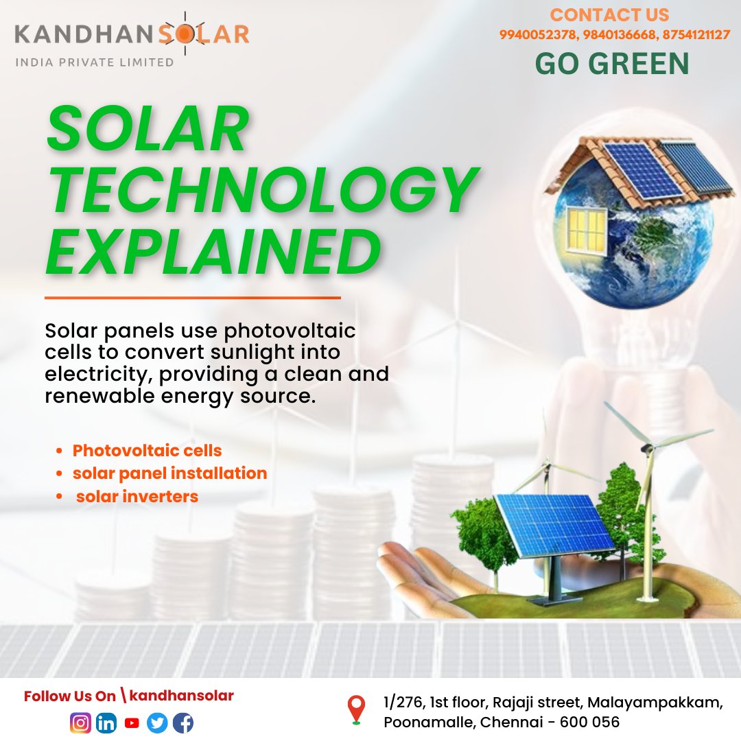 Unravel the mysteries of Solar Technology! ☀️🔬
.
.
Follow us for more updates
@kandhansolar
.
.
#kandhansolar #SolarTechnology #RenewableEnergy #CleanEnergy #GreenTech #SolarPower #EnergyEfficiency #GoSolar #EcoFriendly #SunPower #BrightFuture