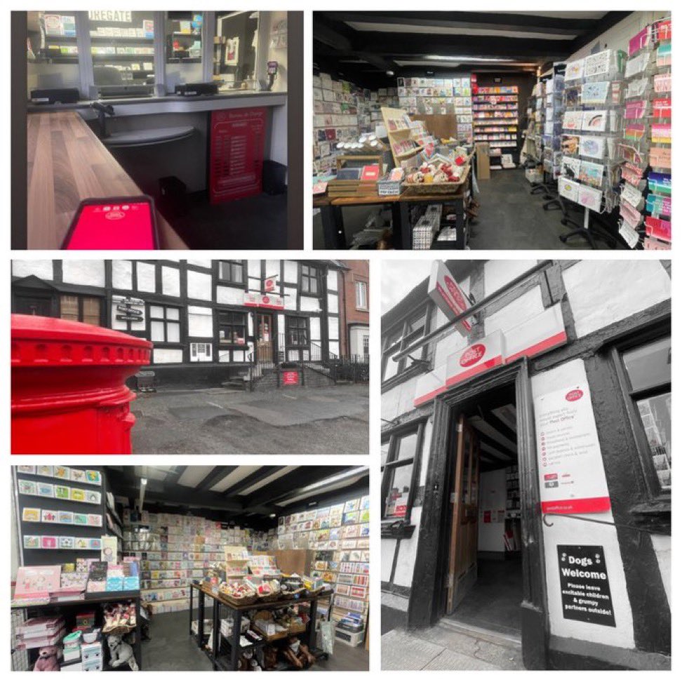 Post Office & Chatterbox Cards.

Monday to Friday 
⏰ 9am - 5.30pm

🃏 Cards
📮 Parcels
🚙 Car Tax
💶 Currency
📘 Passport
💳 Driving Licence
💰 Banking
🐶 Dog Friendly
🅿️ Free Parking
👮‍♀️ SIA renewals

#postoffice #shrewsbury #abbeyforegate #cardshop