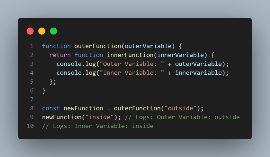 CodersDen94's tweet photo. Here’s the magic: the inner function can access the outer function’s variables even after the outer function has returned.

This happens because functions in JavaScript form closures.

#programmers
#codersden
#javascript
#developers https://t.co/dmMR6QenmC