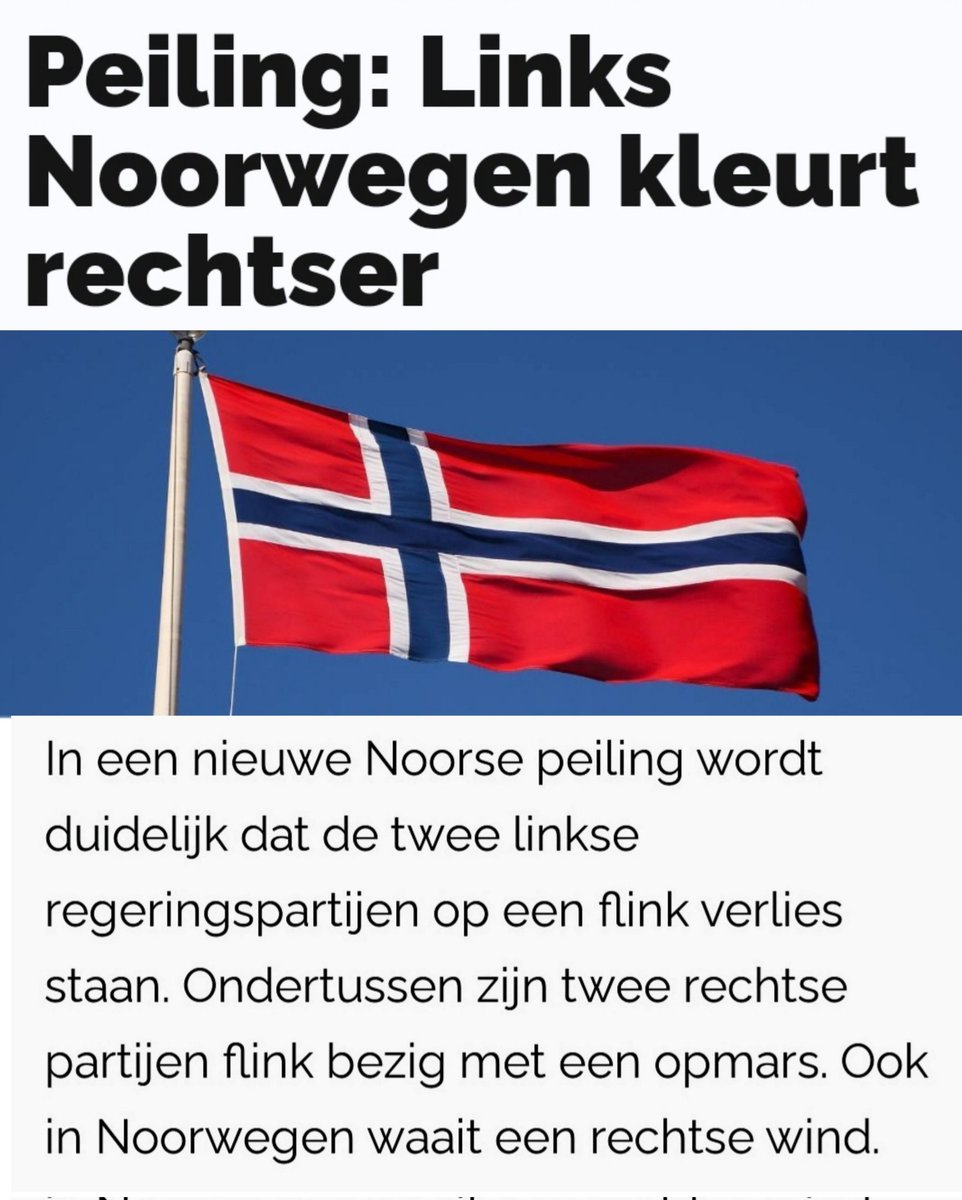 Een opsteker voor #Rechts in het tot dusverre overwegend Linkse #Noorwegen! In de hele Westerse Wereld zien we deze beweging overigens.