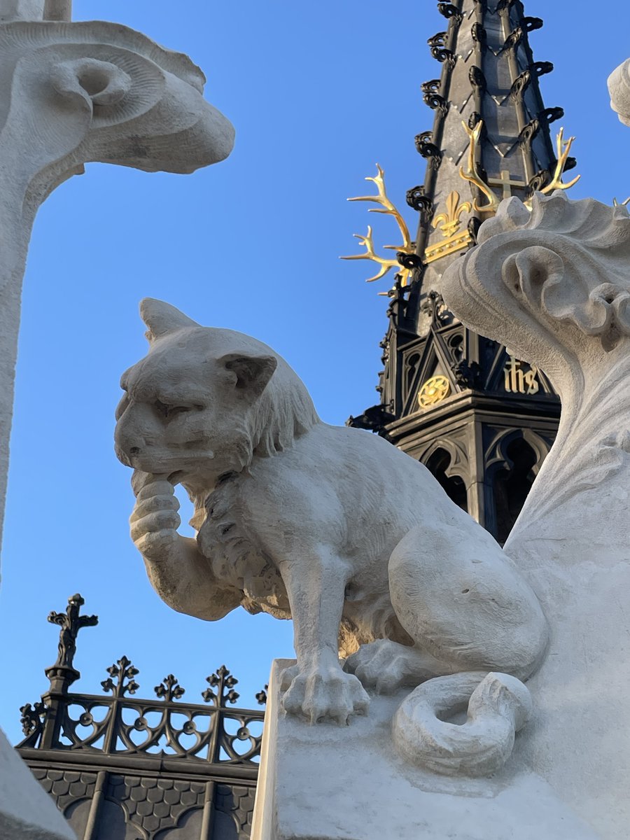 Bon début de journée à tout le monde, grand bleu sur #Amboise ce matin... 🐱Le petit chat de pierre perché sur la chapelle Saint-Hubert se réveille tranquillement ! #Touraine #ValdeLoire #patrimoine