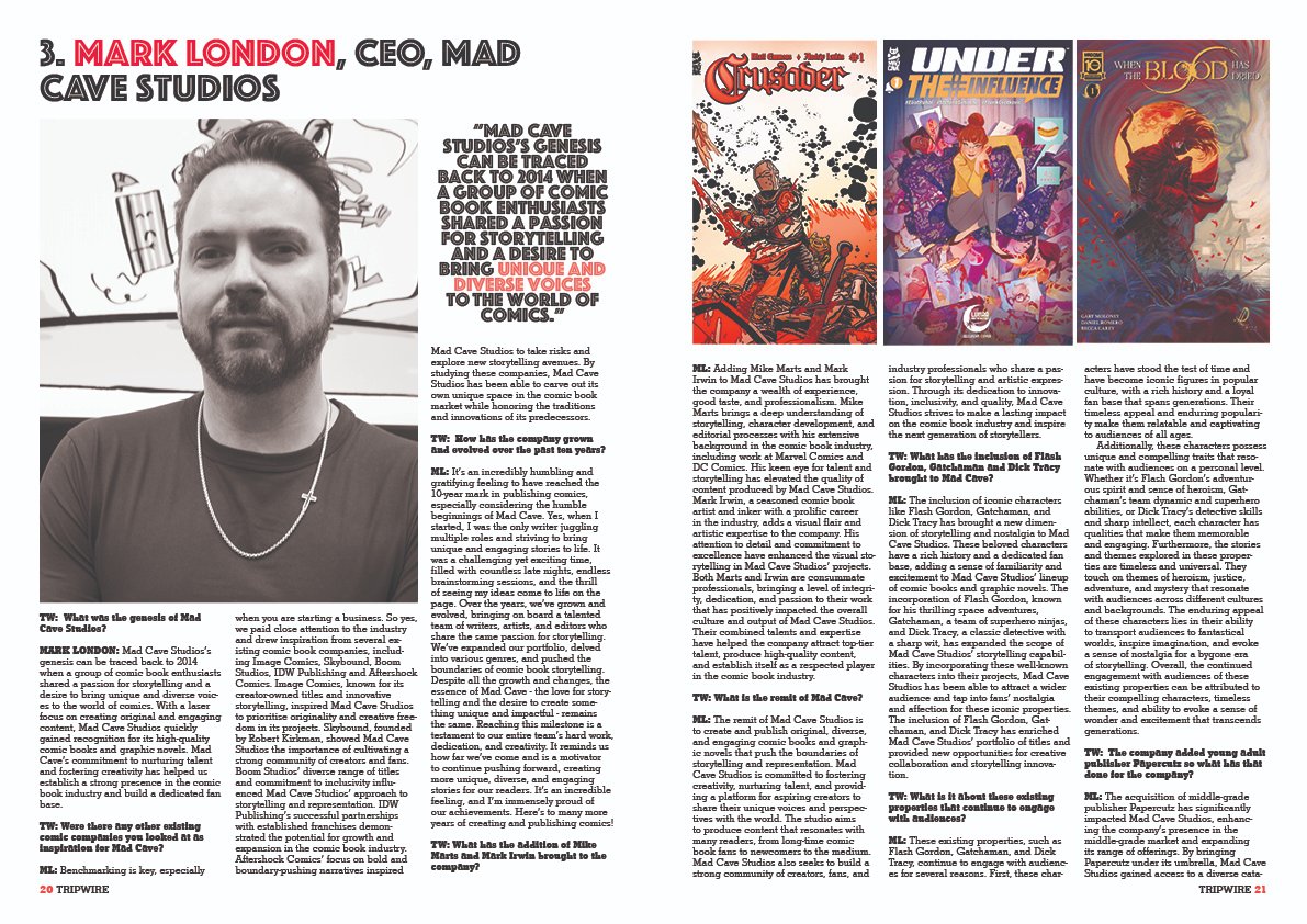 Our Mark London first spread part of our Mad cave at 10 feature. Support our Tripwire summer print mag and get us the last 11 per cent there... kickstarter.com/projects/tripw… @mikemarts @AllisonPond2 @urbanbarbarian