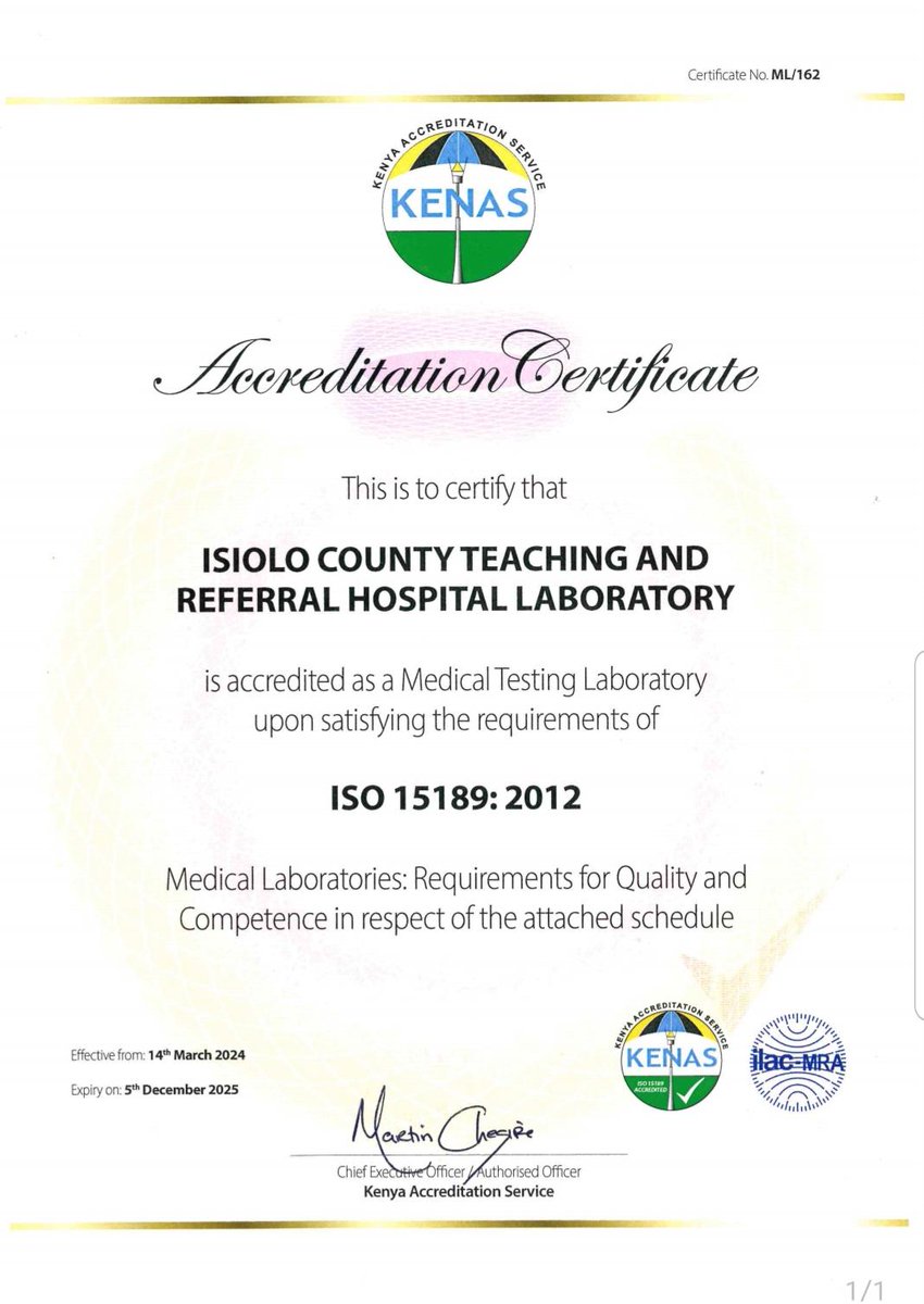 Efforts by H.E @GovGuyo alongside his Deputy @DGLowasa to improve access to healthcare services have begun to bear fruits. The laboratory at ICTRH is now ISO-certified. #GuyoKuimarishaAfya #KeepingtheHealthPromise