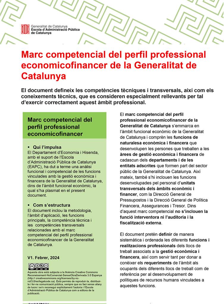 eapccat's tweet photo. ❓ Quines #funcions de naturalesa econòmica i financera haurien de desenvolupar les persones que treballen a les àrees de #GestióEconòmica de la Generalitat? Amb @economiacat, les hem recollit al nou Marc competencial del perfil economicofinancer
📕 https://t.co/huPOJshrZN https://t.co/7P23GR2WRA