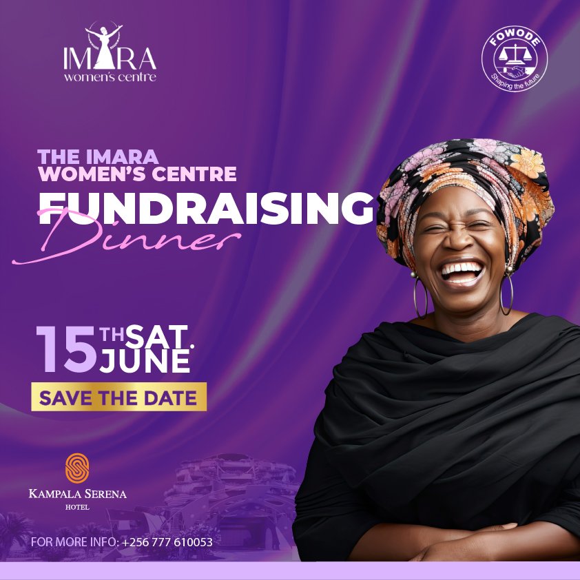 Save the date + some money... #ImaraFundraisingDinner will take place on 15th June at Kampala Serena Hotel. 🟣VIP Single - 250k 🟣VIP Table (ten pack) - 6M All partners are welcome to join @FOWODE_UGANDA in this dinner & contribute towards the #ImaraCentre #ImagineImaraWithUs