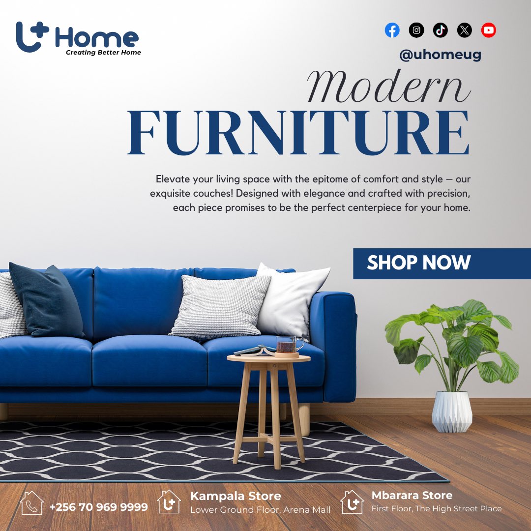 Transform your living space with Uhome's collection of modern furniture. We offer a curated selection of pieces that are both stylish and functional, perfect for creating a home that reflects your unique taste.

Contact us on +256 70 969 9999

#tv #smart #SmartGadgets #smartphone…