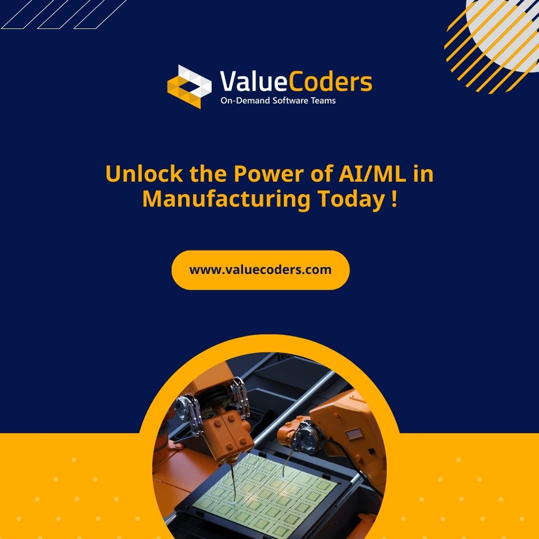 Unlock the future of manufacturing with AI & Machine Learning! Predictive maintenance, quality control, and optimized supply chains are just the beginning. valuecoders.com/ai/manufacturi… #AIinManufacturing #AIApplications #ManufacturingAI #ValueCoders