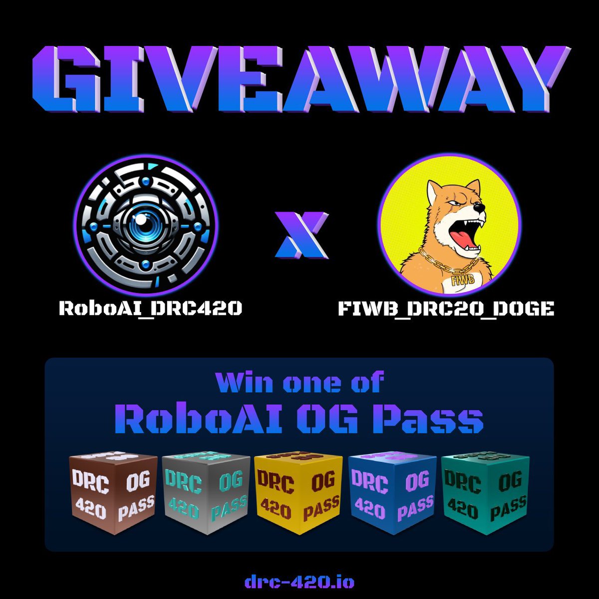 🐶 We're happy to announce our partnership with <a href="/RoboAI_DRC420/">RoboAI | DRC-420</a>!

🤖RoboAI DRC420 - pioneers in DRC-420 Protocol of Doginals!

🎁 #GIVEAWAY time!
🏆10 WINNERS will receive RoboAI OG Pass! 
🔄 First 3D experience on the #Doginals NFT versatility with rotations, zooms and twists!