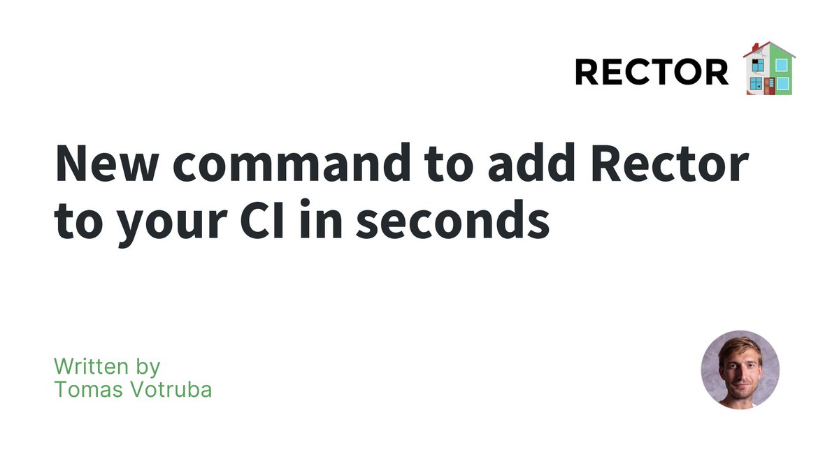 sulu's tweet image. A smooth developer experience is a top priority for @rectorphp. To that end, @Votruba_T and crew have recently added a new command to set up Rector in your CI to work for you bit.ly/3xeEPnb #rectorphp #php