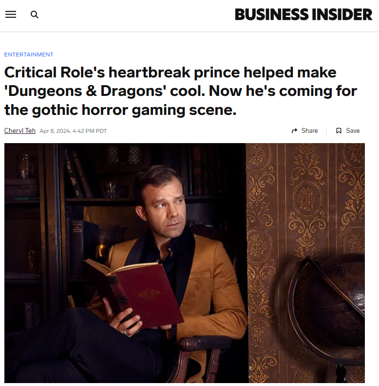 Wow, @BusinessInsider/@thecherylt -- now *THAT* is a headline. (And a very apt description of @VoiceOfOBrien.)
#CriticalRole #CandelaObscura