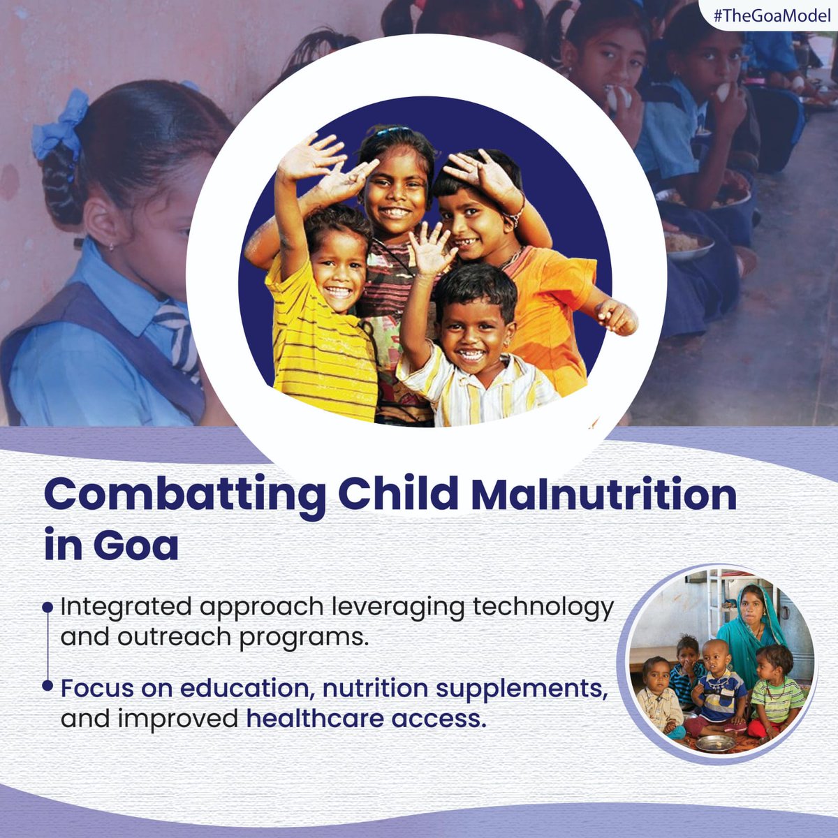 Goa pioneers holistic approach to combat child malnutrition crisis! Leveraging technology & outreach, with focus on education, nutrition, & healthcare. #ChildNutrition #GoaCares #TheGoaModel
#GoaNutrition #ChildHealth  #OutreachPrograms #Education #Nutrition #Healthcare