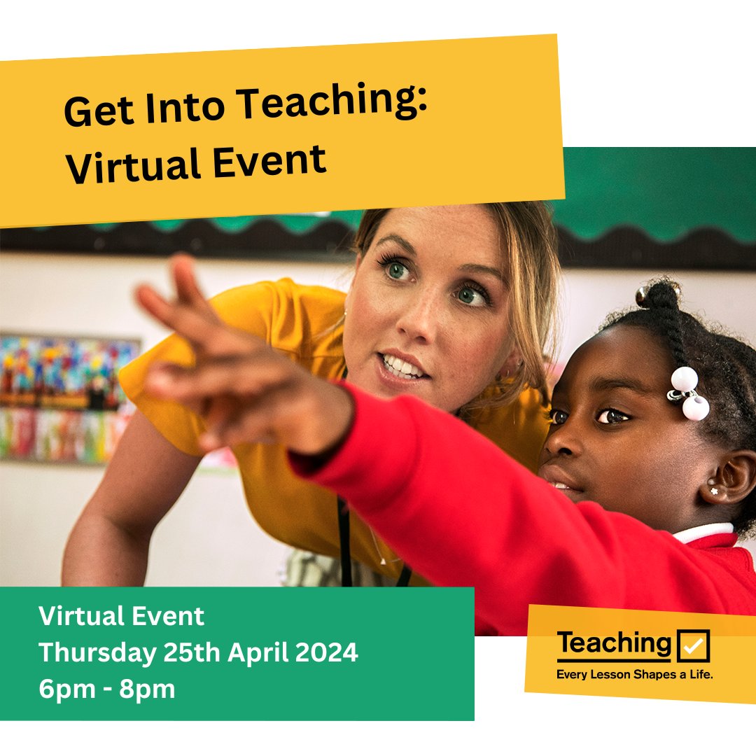 These FREE events are a great opportunity to: 📚 Get expert advice on funding and your application 🖊️ Talk to teachers and course providers 📏 Connect with people like you considering a career in teaching getintoteaching.education.gov.uk/events/240425-… #GetIntoTeaching #TeachingJobsUK #MathsTeacher