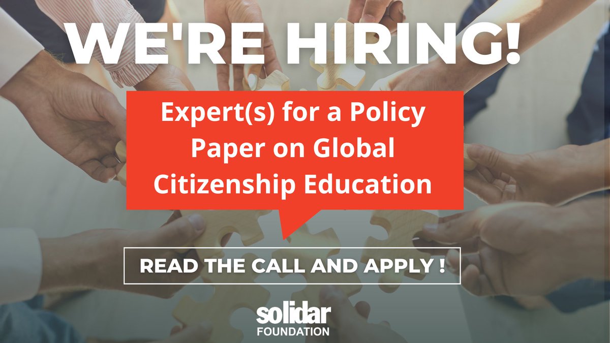 Be our next policy expert(s) on Global Citizenship Education🧩🌠 SOLIDAR Foundation is looking for expert(s) to write its next policy paper on GCE! Deadline to send in proposals: 21st April Read the call and apply👉solidar.org/work-with-us/