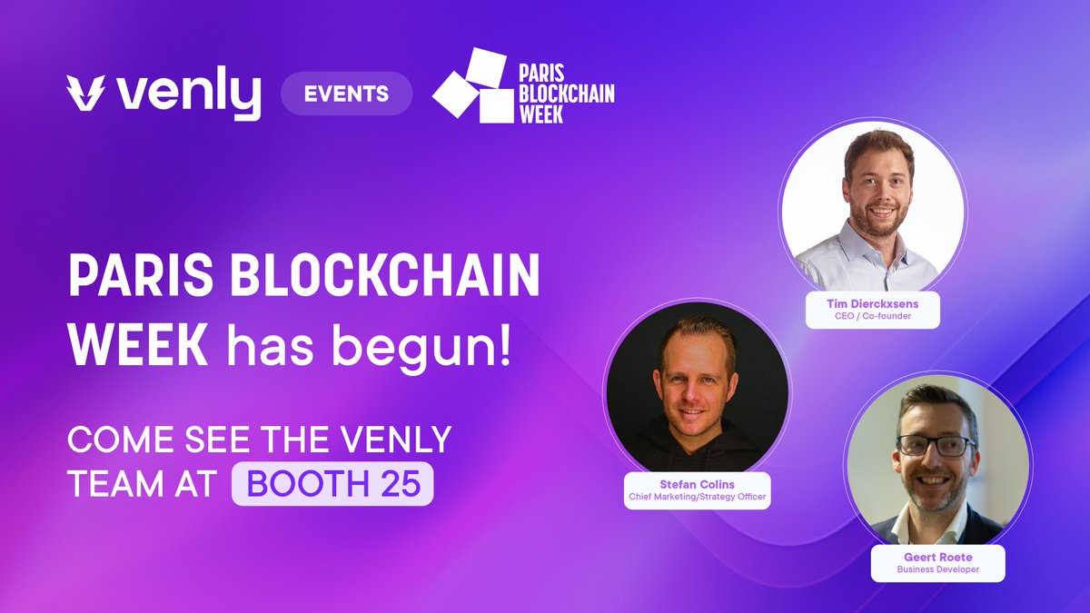 #ParisBlockchainWeek has officially started! Come and meet us at Booth 25 or book a demo: venly.io/meet-venly-par… Hit us up if you're in town and want to talk enterprise-grade web3 solutions