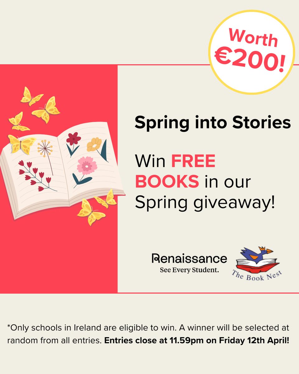📚 Exciting news! 🚀 Schools across Ireland are in with a chance of winning €200 of books generously sponsored by @TheBookNest 📖🎉 Check out the details below to enter to win some amazing reads!📚✨ @AccReader @GL_Assessment @FrancesKingsto2 @PatHanrahan1960 @ForumTeaching