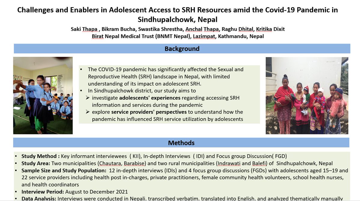 Our @SakiThapa will present poster at 10th #NHRCsummit on 'Challenges and Enablers in Adolescent Access to SRH Resources amid the Covid-19 Pandemic in Sindhupalchowk, Nepal'. #Nepalhealthresearchcouncil 
#research #adolescent #SRH #COVID_19