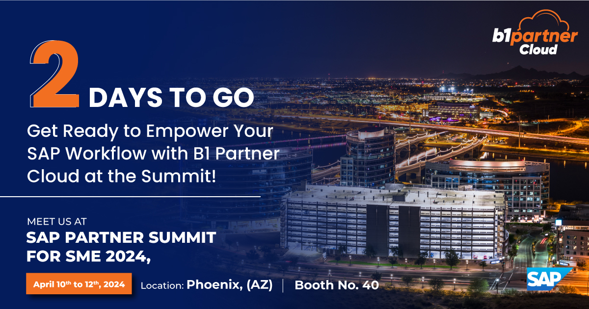 Excitement is building up! Just 2 days left until the #SAPPartnerSummit for SME 2024! 

Don't miss out on interactive demos and expert-led sessions. 

Secure your spot now: bit.ly/3vGP82P

🗓️10th-12th April
🌐Phoenix Convention Centre, AZ
📍Booth No. 40

#PrivateCloud