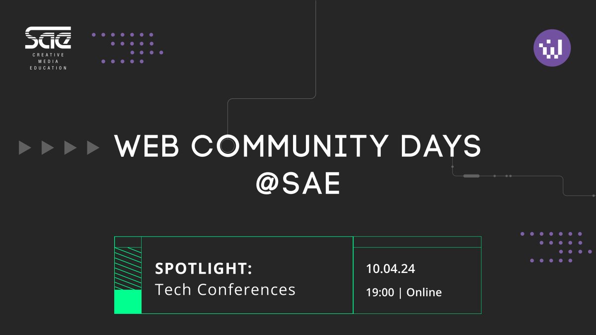 ✨ Web Community Day | Spotlight: Tech Conferences ✨ Αύριο τα λέμε διαδικτυακά και ανυπομονούμε παρέα για τα συνέδρια που έρχονται το επόμενο διάστημα στην Αθήνα. 🔗sae.edu/grc/event/web-… #webcommunitydays #techconferences #greekcommunity