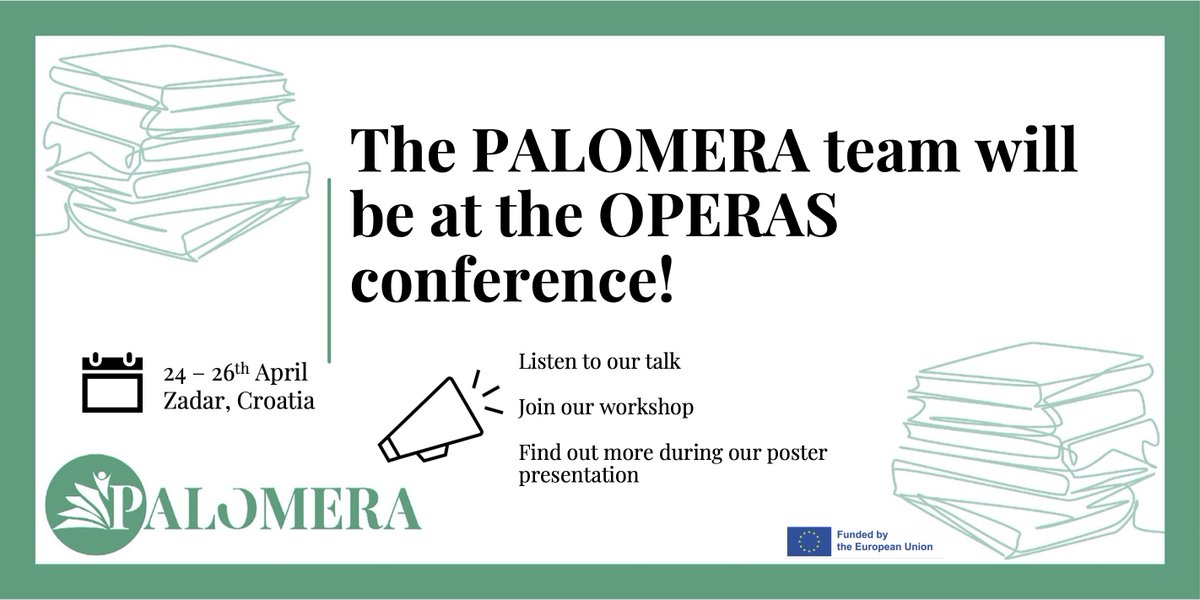 During the OPERAS conference, members of the #PALOMERA project team will present the poster focused on the OA monographs landscape in the ERA from a methodological perspective. If you are attending and wish to hear more, you can find more info: bit.ly/3uVnJKl
