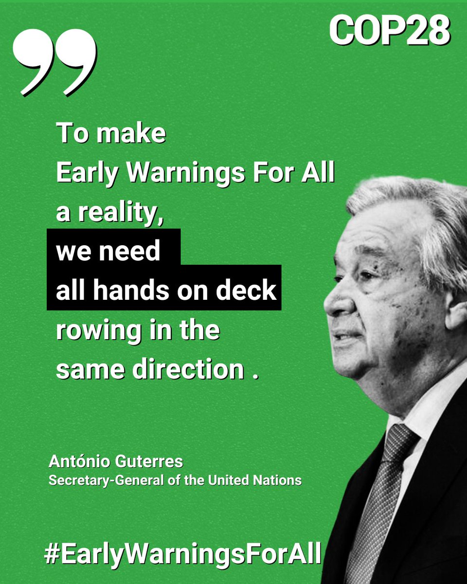 📢 “What we are delivering under the Early Warnings for All initiative can protect and save vulnerable communities from the worst impacts,” said @antonioguterres . #EarlyWarningsForAll is an ambitious but achievable goal. 👉undrr.org/quick/82017
