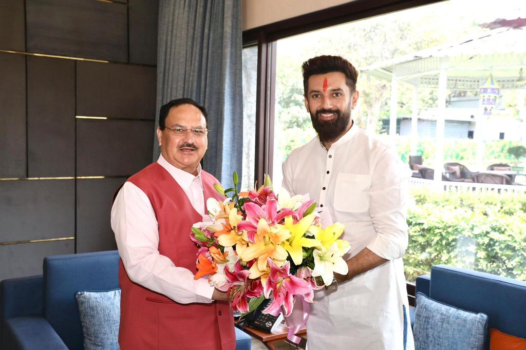 अब मेरी बारी। LJP President @iChiragPaswan called on @BJP4India National President @JPNadda इंतजार का फल मीठा।