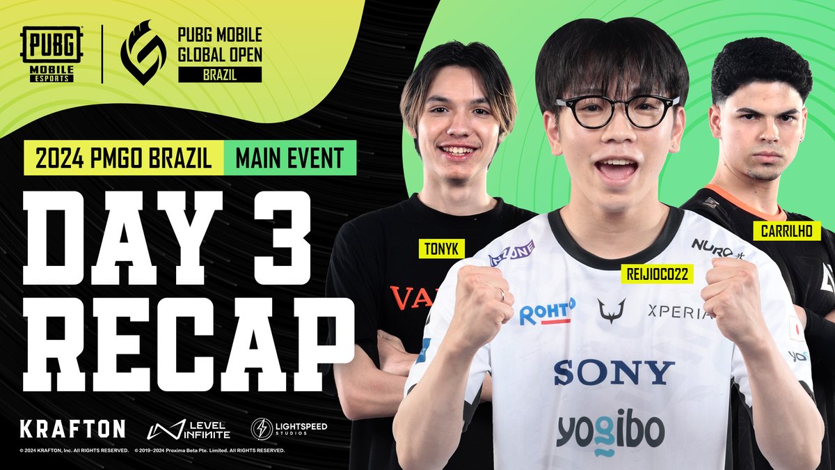 💥 Immerse yourself in the electrifying highlights of Day 3 at the 2024 PMGO BRAZIL Main Event! 🌟 Whose performance stood out the most? Check out the Day 3 Recap:youtu.be/3PEgod2uRZg #pubgmobile #pubgm #pmgo #pmgo2024 #pubgmesports #pubgmobileesports #GOBEYONDTHETOP