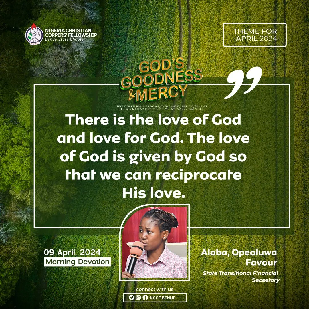 God comes through for us sometimes not because we can fast and pray but because of His goodness and mercy.

 #NCCF
#Nccfbenue
#NCCfamily
#nccfservice
#Nccfnational
#JesusCorper
#nccfbenuedevotions