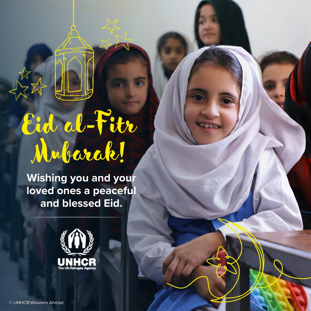Eid Mubarak from UNHCR in Pakistan🌙 🤲🏽🫶 💙 This is a time when we come together as a community, embracing the values of unity & solidarity. Thank you for standing #WithRefugees