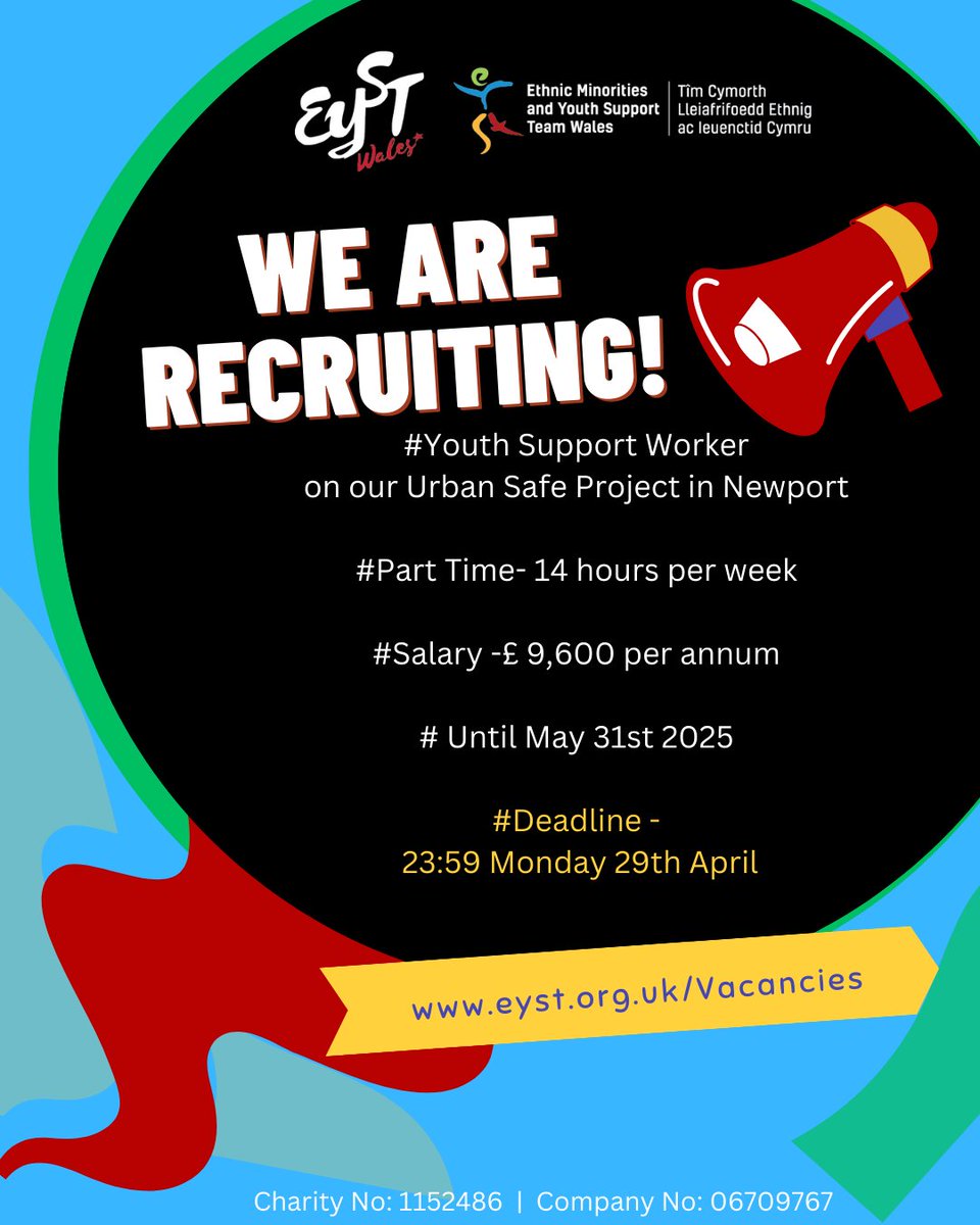📣📣 We are recruiting a PT Youth Support Worker to join our USP team in Newport📣📣 Use our online application form below shorturl.at/afilJ If you are looking to make a real impact in the lives of Young People in Newport, this role might be the one for you!