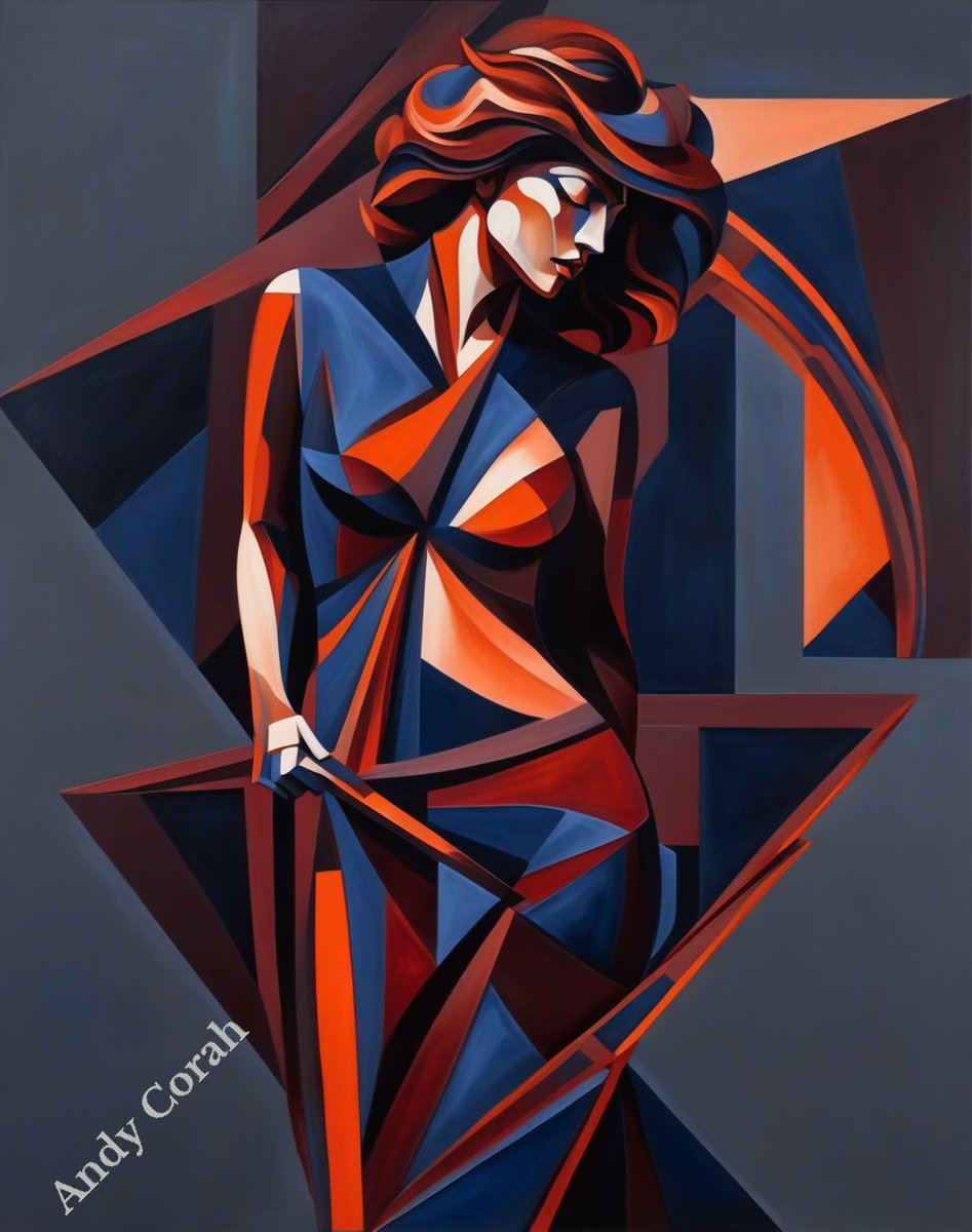 In hues of crimson, blue, and fire's blaze,
Her fierce abstraction in bold lines we praise.

#HappyTuesday #Tuesdayvibes #tuesday #country #image #aiart #art #ai #digitalart #illustration #aiartwork #aiartworks #painting #abstract #aiartist #oilpaintings #patterns #emotions #GM🙂