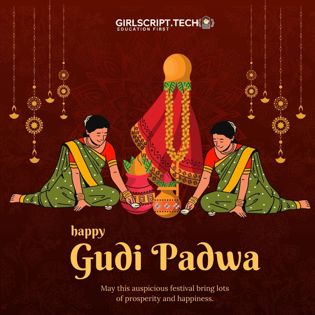 Girlscript1's tweet photo. Girlscript wishes you a joyous Gudi Padwa! Let's embrace new beginnings and celebrate the beauty of spring. ✨

#happygudipadwa #girlscript #girlscriptfoundation #gssoc #educationfirst https://t.co/B4GDroNl29