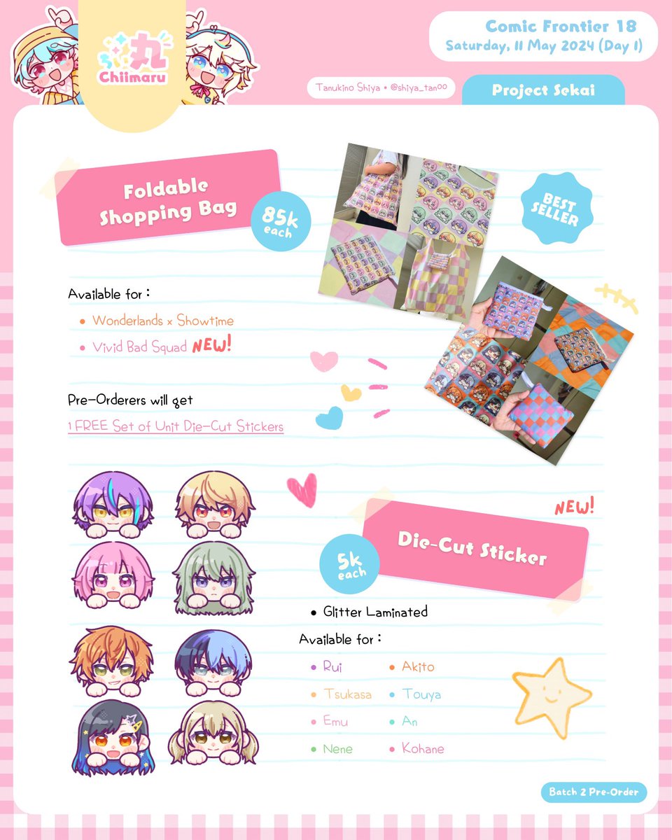 shiya_tan00's tweet photo. [RTs appreciated! ❤️]

Hi! I'm Shiya and I'm opening my 2nd batch Pre-Orders for #CF18 🦝🍉

📆 9-16 April 2024
🛒 Day 1 Pick-up at @chiimarucircle and Mail Orders 
🔗 Form Link: https://t.co/ubKKZYDPgd

✧ Fandom: 
- Ki ni Natteru Hito ga Otoko Janakatta / The Guy She Was Interested in Wasn't A Guy At All
- Project Sekai
- Hololive & Holostars
- Frieren
- Dungeon Meshi
- Bocchi the Rock!
- Kobayashi-san Chi no Maid Dragon
- Original

(1/3)

#comifuro18 #comifuro18catalogue #cf18catalogue