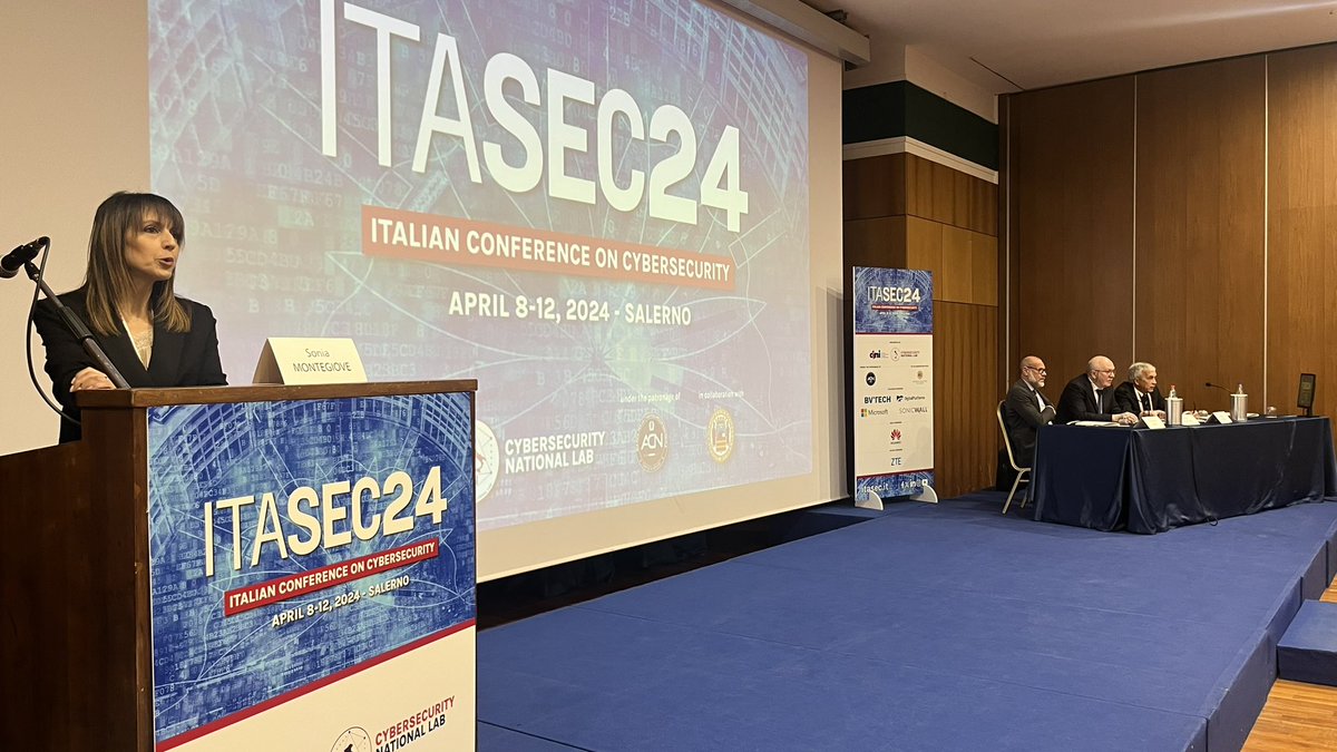 ITASEC_Conf's tweet photo. 📢 ITASEC 2024 al via con @suxsonica. Parte l’Edizione 8 di ITASEC dei 10 anni del @CyberSecNatLab.
#⃣ #ITASEC24 #cybersecurity #Salerno
🔗 https://t.co/708Uf4ixCZ https://t.co/tBxHx9c8XL