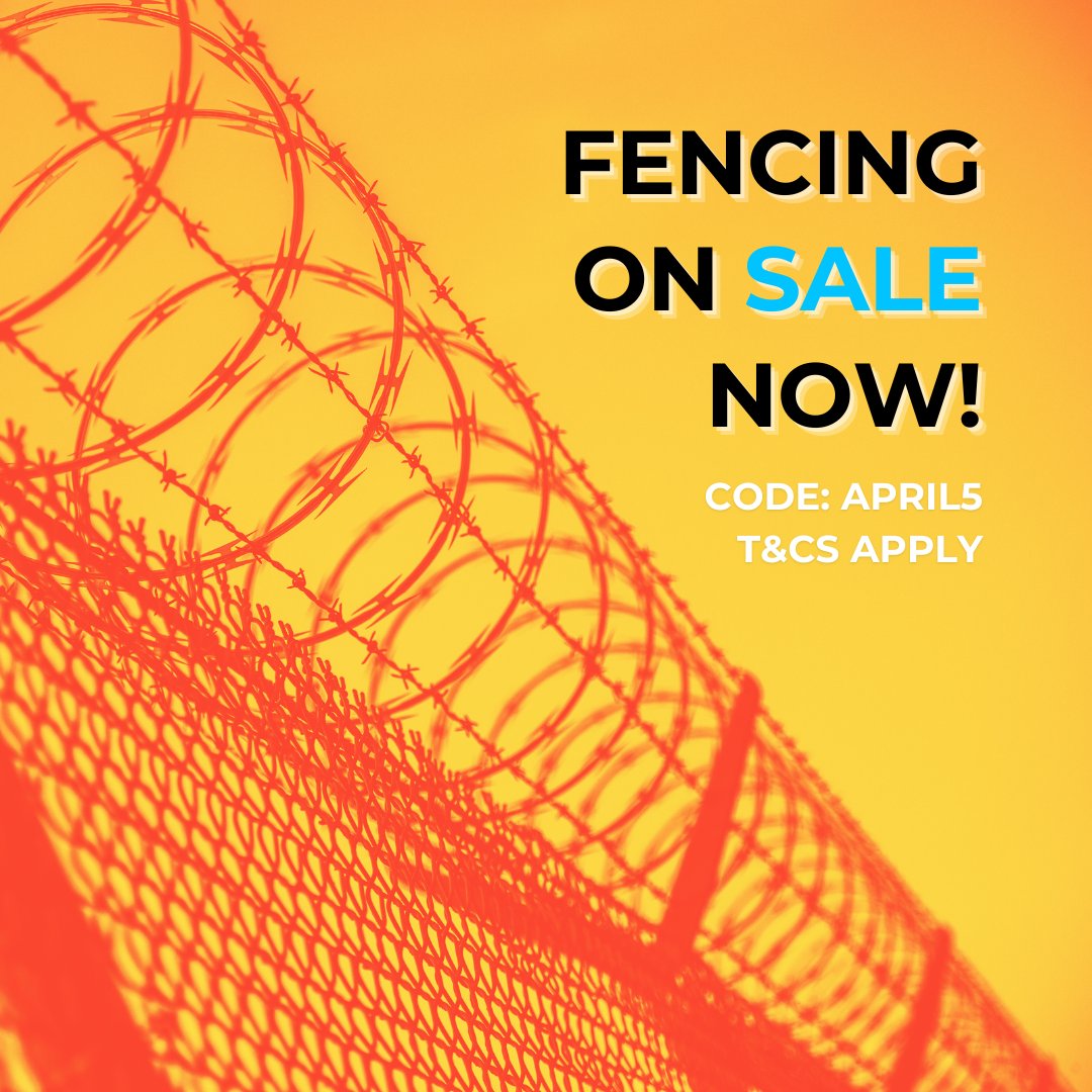 Fencing on SALE! Inc; Interclamp Rail & Pipe Fittings, Gate Fittings, Mesh, Star Posts, Wire Rope. Australia-wide shipping. vist.ly/wpfz

T&Cs Apply. Ends 30April24. #sale #australianbusiness #hardware #hardwarestore #hardwareshop #fence #fencing #mesh #chickenwire