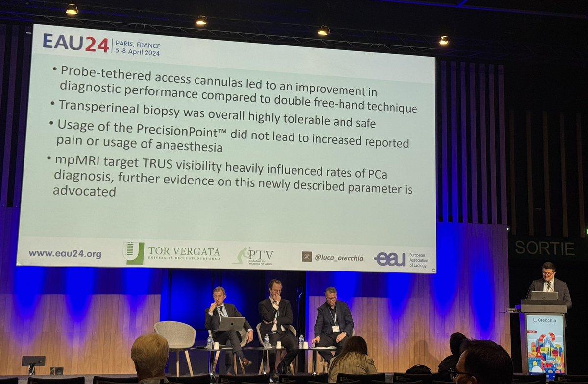 Day 4 at #EAU24 - @luca_orecchia (Roma, IT) presented an abstract analysis of probe-tethered access cannula in cognitive transperineal prostate biopsy, with #PrecisionPoint demonstrating an improved diagnostic performance over Double Free Hand technique. Very insightful!! #LATP