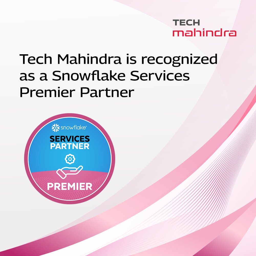 We're delighted to be recognized as a @SnowflakeDB Services Premier Partner!

At @Tech_Mahindra, we've long been dedicated to supporting our customers in their #DataModernization and #monetization journeys. We're thrilled about the ongoing innovation within the #DataCloud, and