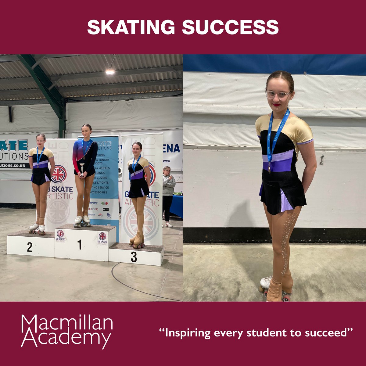 Daisy in Y8 has been showcasing her incredible talent at the Figure and Free Roller Cup in Great Yarmouth. We're thrilled to announce that she secured 2nd place in her figures and 3rd place in her free dance – what a fantastic achievement! Congratulations!