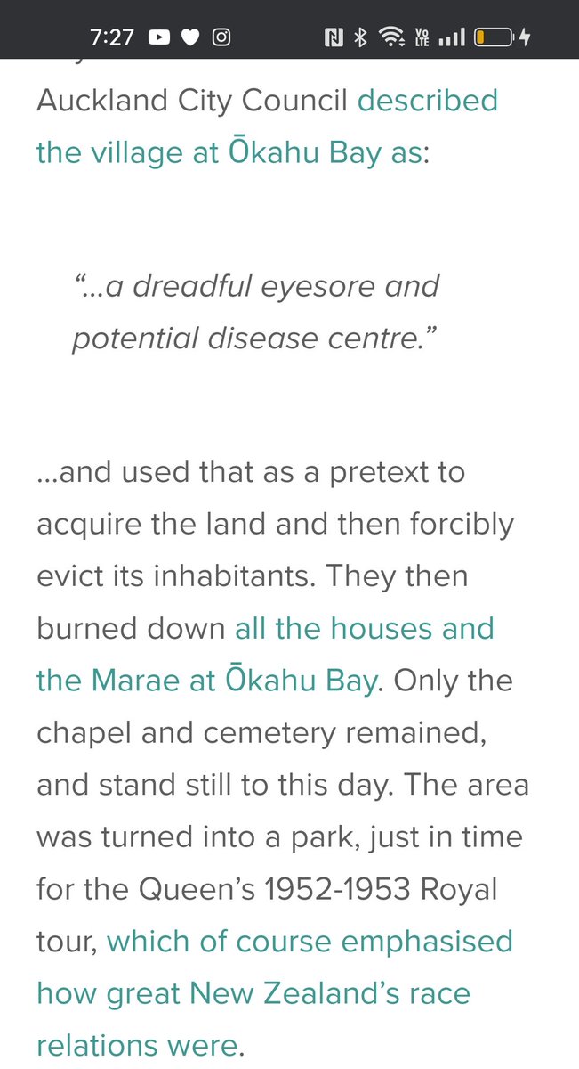 4 years after the Nakba in 1951 in Tamaki Auckland they burnt a Maori Village Okahu because the natives were going to be an eyesore for the visit of her royal whiteness the following year