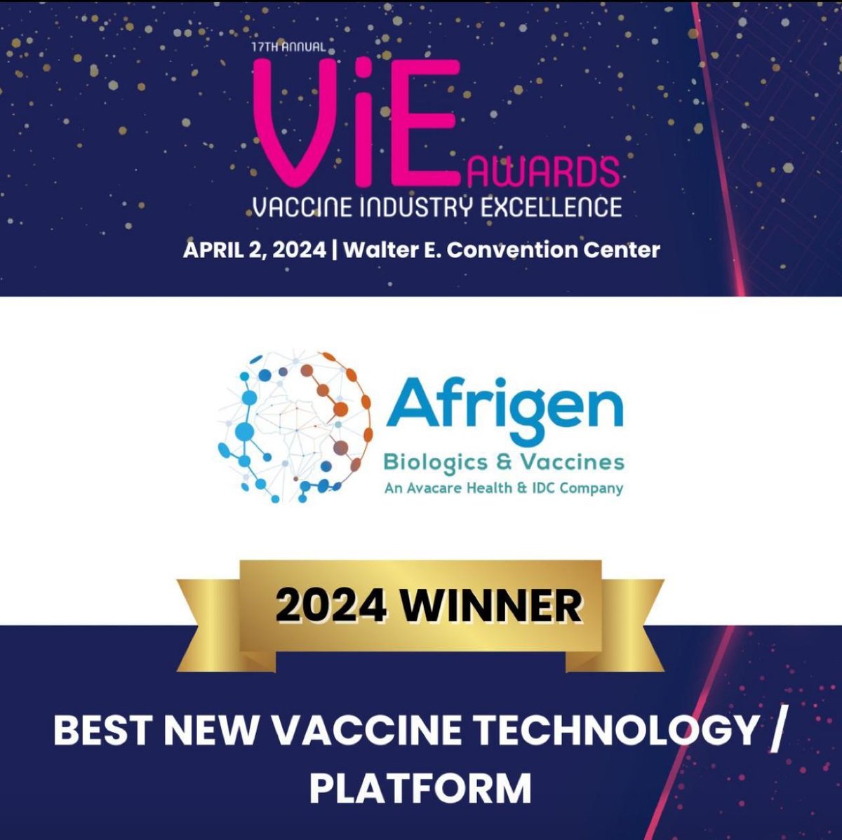 🏆 We are thrilled that @Afrigen Biologics has won the Best Vaccine Technology/Platform Award at the World Vaccine Congress 2024! A monumental achievement - Congratulations to the team🎉 Another step forward for the mRNA Tech Transfer Programme! #VIEAwards #Innovation…