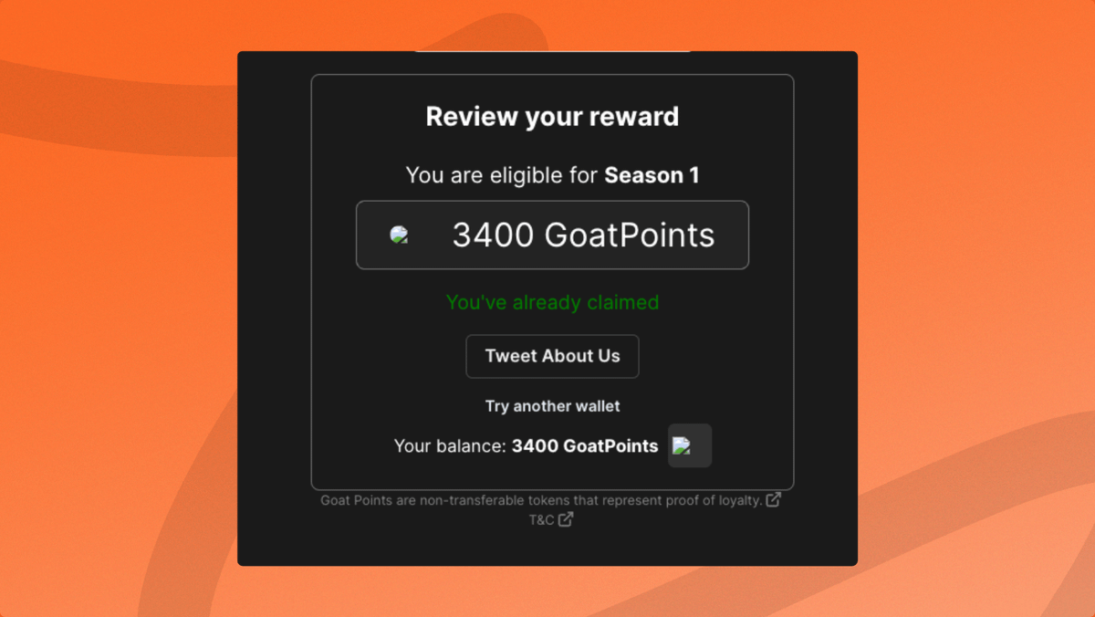 The season 1 goat point drop was announced by @CashmereLabs. Airdrop coming? 'Goat points are non-transferable tokens that represent proof of loyalty.' I'm sure you understand what that means. A few months ago, we interacted with its testnet, and points were awarded as…