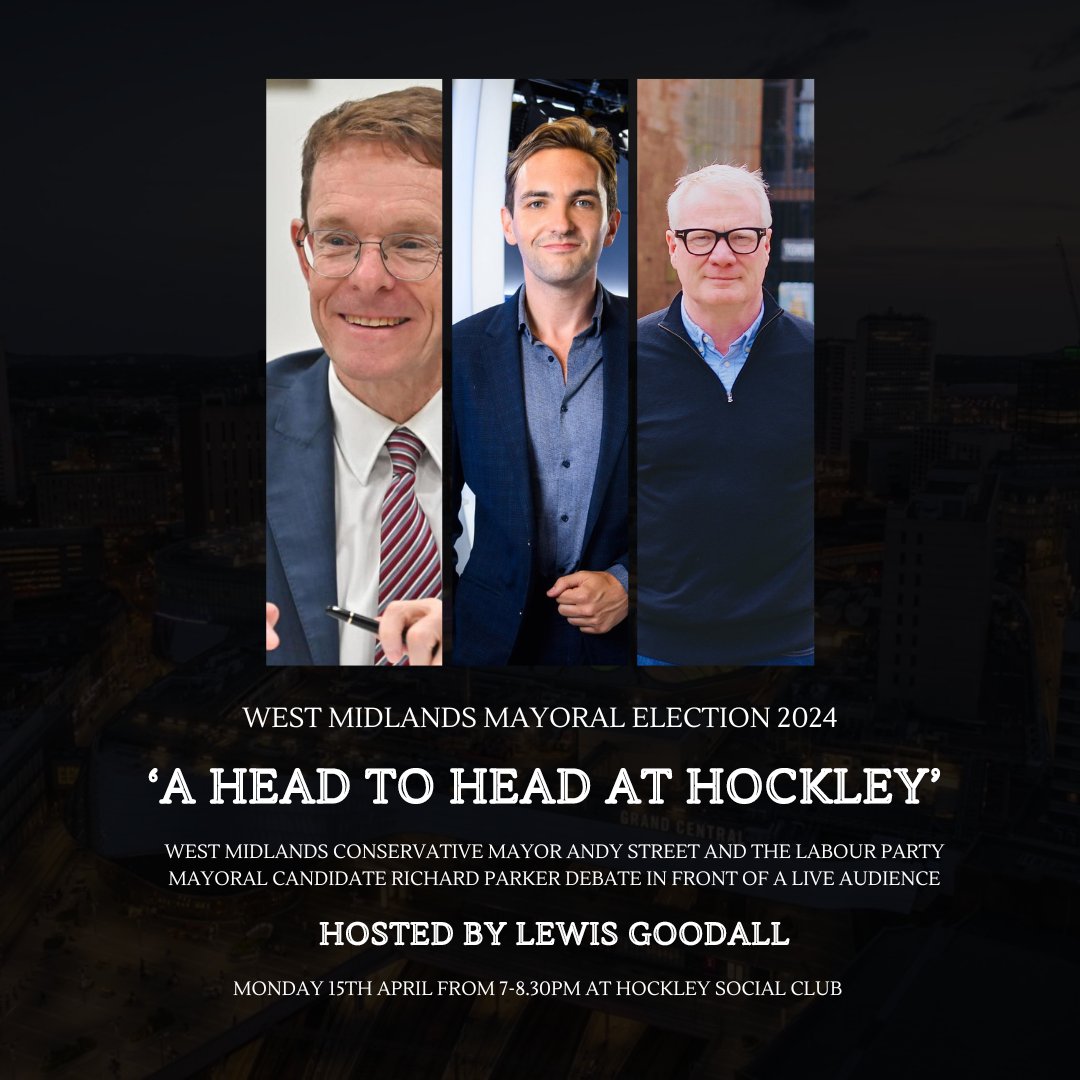 The first public debate between the West Midlands Conservative Mayor @andy4wm and the Labour Party Mayoral Candidate @RichParkerLab in 2024 will take place at @HockleySocialCl, Birmingham on Mon 15 Apr. Full story: linkedin.com/pulse/first-pu…
