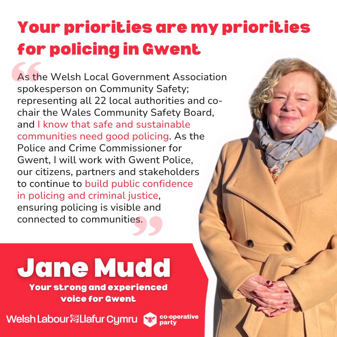 Safe and sustainable communities need good policing. I will build on the current PCC’s work, restoring faith and trust in the police in communities across Gwent, and ensuring your voice is heard. Vote Labour on May 2nd 🌹 #votelabour🌹