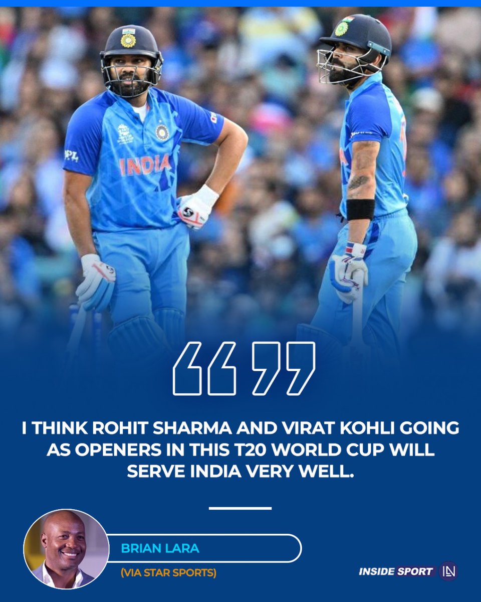 Brian Lara wants India to open with Rohit Sharma and Virat Kohli in the T20 World Cup 2️⃣0️⃣2️⃣4️⃣

#RohitSharma #ViratKohli #T20WorldCup2024 #IndianCricketTeam #CricketTwitter